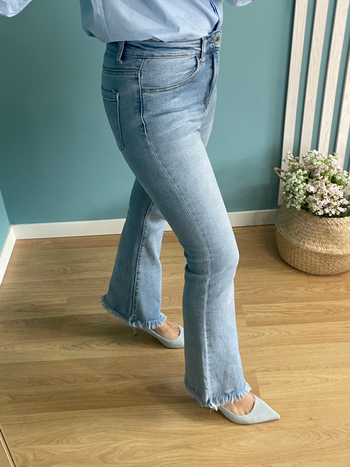 Fringed flare jeans