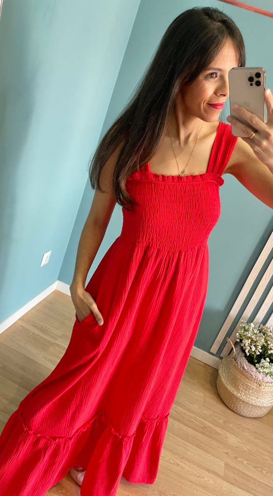 Vestido Muselina rojo