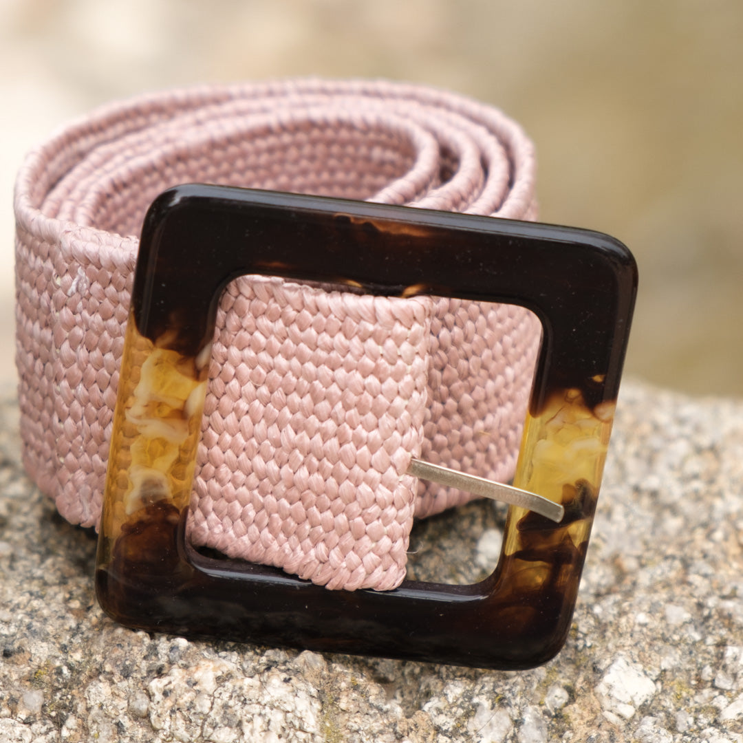 Aged pink tortoiseshell belt